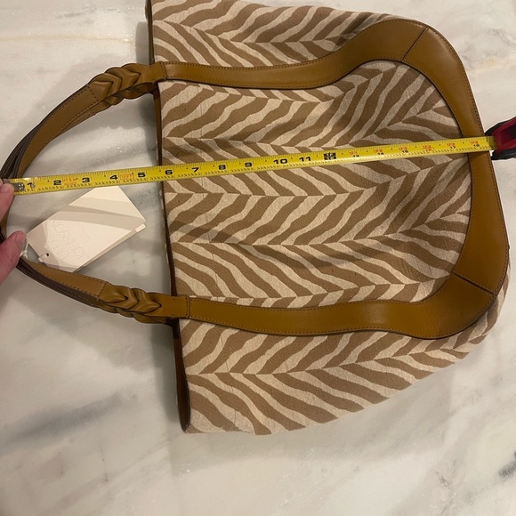 Ulla Johnson Brown and Tan Tote Bag with Chevron Design - Picture 8 of 9